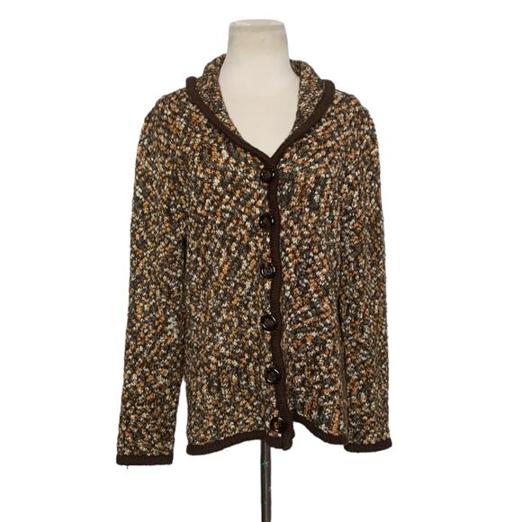 Caroll Reed Button Up Brown Tweed Cardigan Size X - Picture 9 of 9